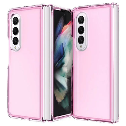 For Samsung Galaxy Z Fold4 5G Case PC+TPU Transparent Protective Phone Cover Pink