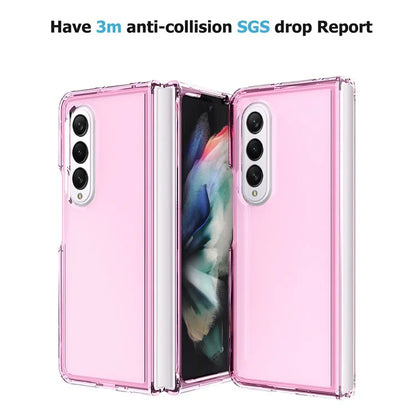 For Samsung Galaxy Z Fold4 5G Case PC+TPU Transparent Protective Phone Cover Pink