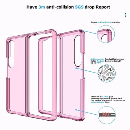 For Samsung Galaxy Z Fold4 5G Case PC+TPU Transparent Protective Phone Cover Pink