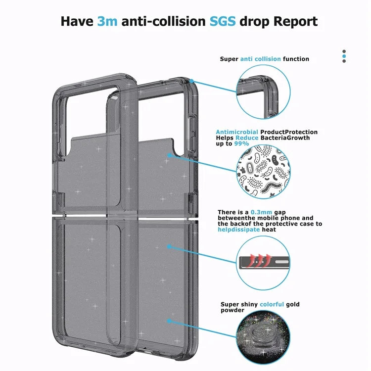For Samsung Galaxy Z Flip3 5G Case Shiny Glitter PC + TPU Folding Phone Cover