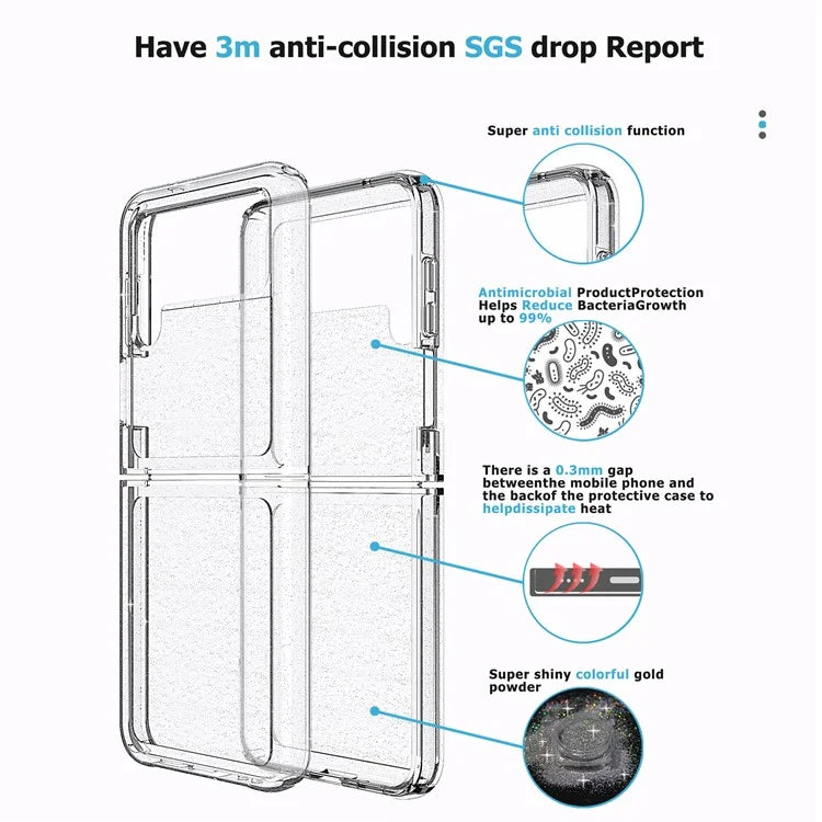 For Samsung Galaxy Z Flip3 5G Case Shiny Glitter PC + TPU Folding Phone Cover