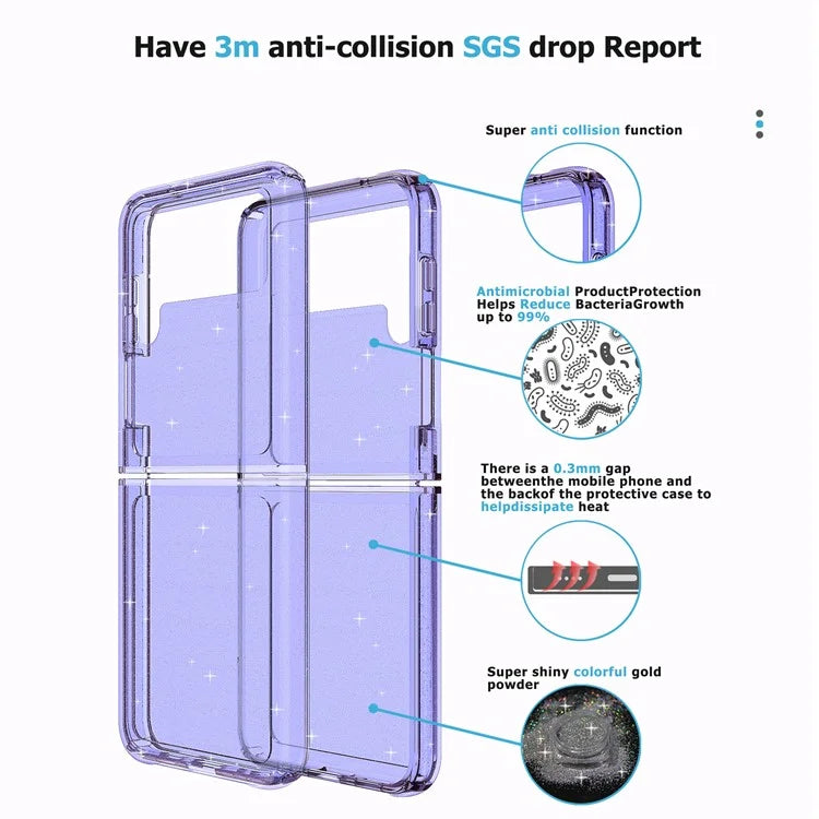 For Samsung Galaxy Z Flip4 5G Case Sparkly Glitter PC + TPU Phone Cover