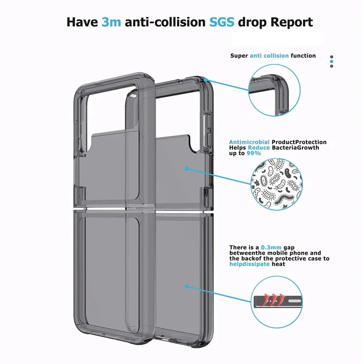 For Samsung Galaxy Z Flip3 5G Case PC+TPU Anti-scratch Transparent Phone Cover Black