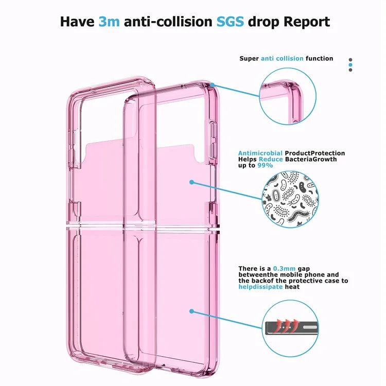For Samsung Galaxy Z Flip3 5G Case PC+TPU Anti-scratch Transparent Phone Cover Pink