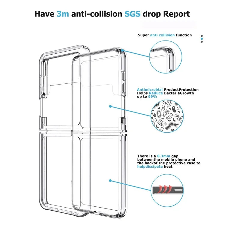 For Samsung Galaxy Z Flip4 5G Clear Case PC+TPU Folding Phone Cover