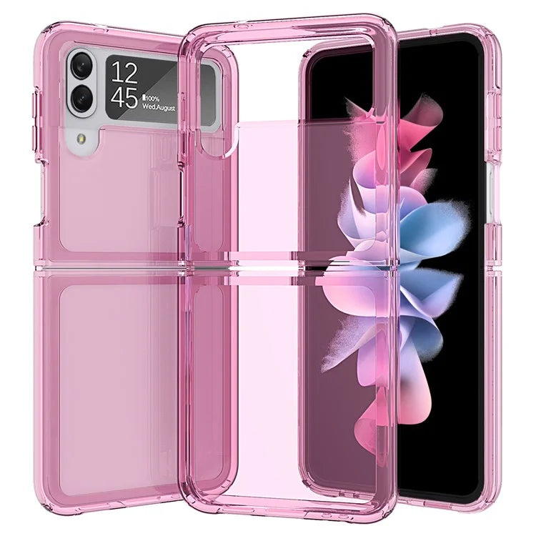 For Samsung Galaxy Z Flip4 5G Clear Case PC+TPU Folding Phone Cover Pink