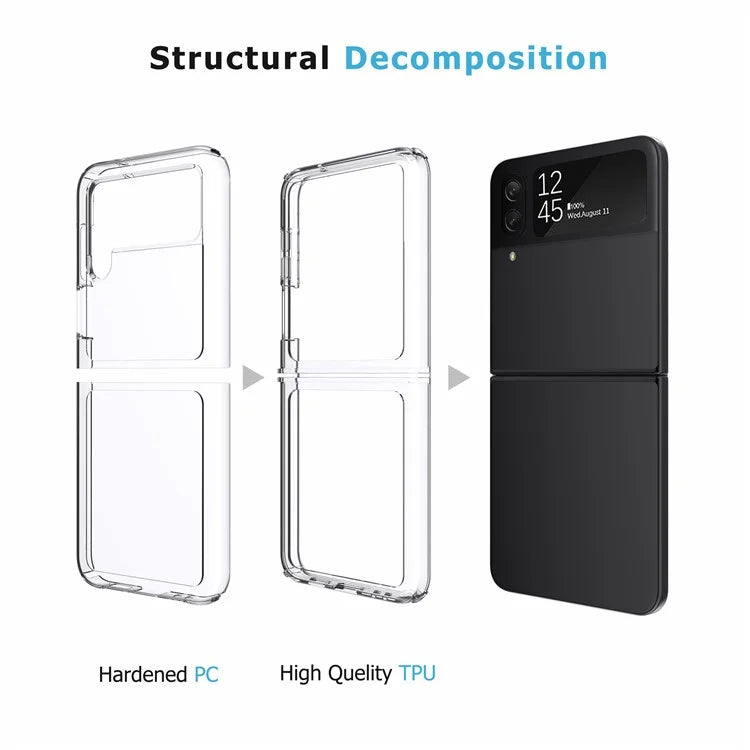 For Samsung Galaxy Z Flip4 5G Clear Case PC+TPU Folding Phone Cover Pink