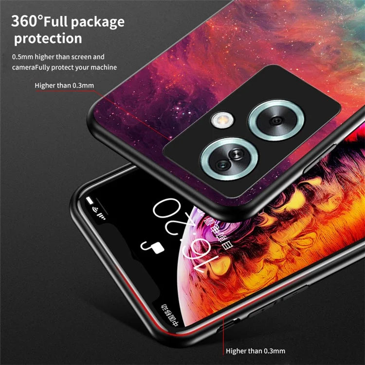 For Oppo A79 5G / A2 5G Phone Case Starry Sky Pattern Tempered Glass Cover