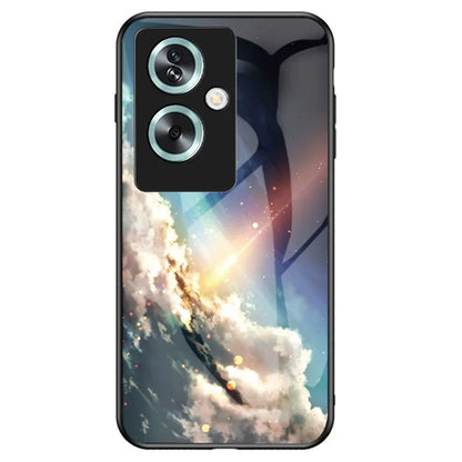 For Oppo A79 5G / A2 5G Phone Case Starry Sky Pattern Tempered Glass Cover