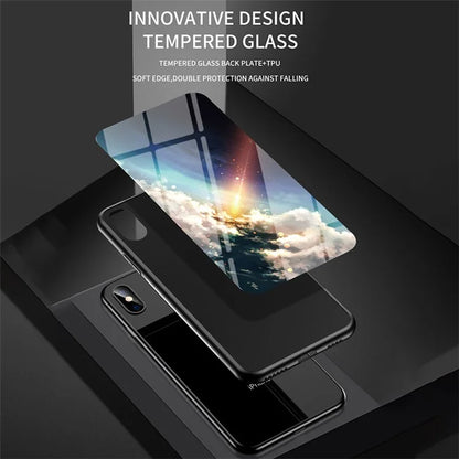 For Oppo A79 5G / A2 5G Phone Case Starry Sky Pattern Tempered Glass Cover