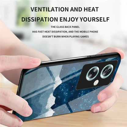 For Oppo A79 5G / A2 5G Phone Case Starry Sky Pattern Tempered Glass Cover