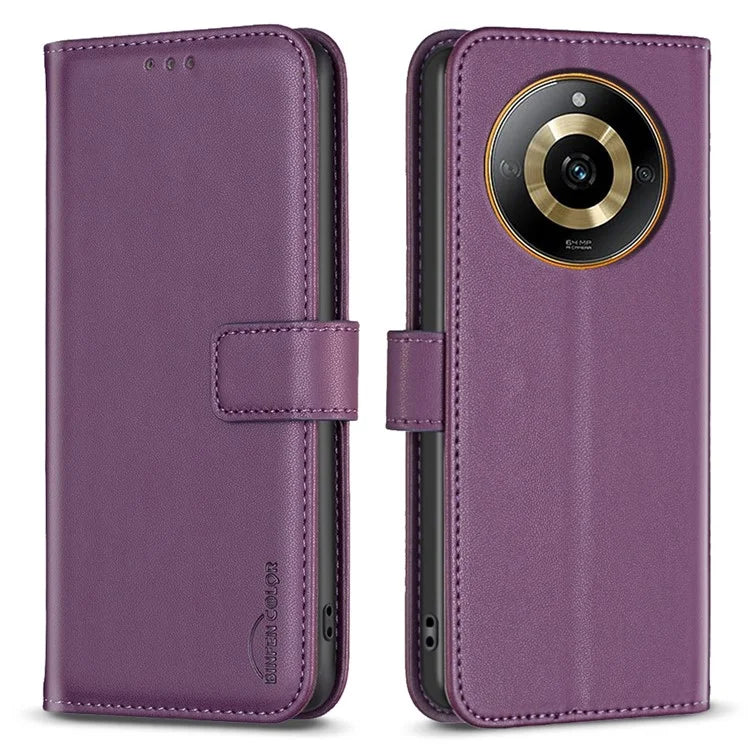 BINFEN COLOR BF17 For Realme 11 4G Shockproof Case PU Leather Flip Wallet Phone Cover
