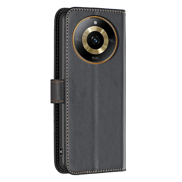 BINFEN COLOR BF17 For Realme 11 4G Shockproof Case PU Leather Flip Wallet Phone Cover