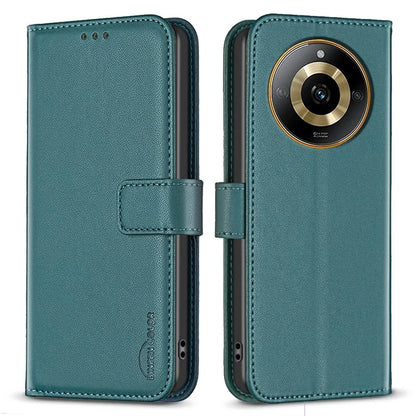 BINFEN COLOR BF17 For Realme 11 4G Shockproof Case PU Leather Flip Wallet Phone Cover