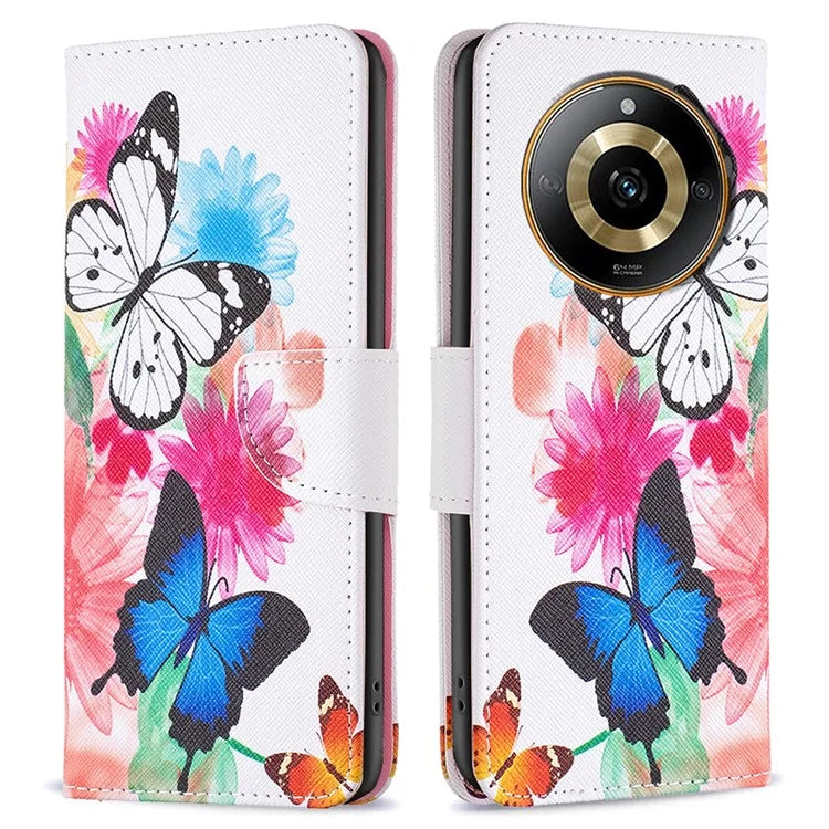 For Realme 11 4G Case Anti-Drop Wallet Phone Case Pattern Printed PU Leather Flip Cover
