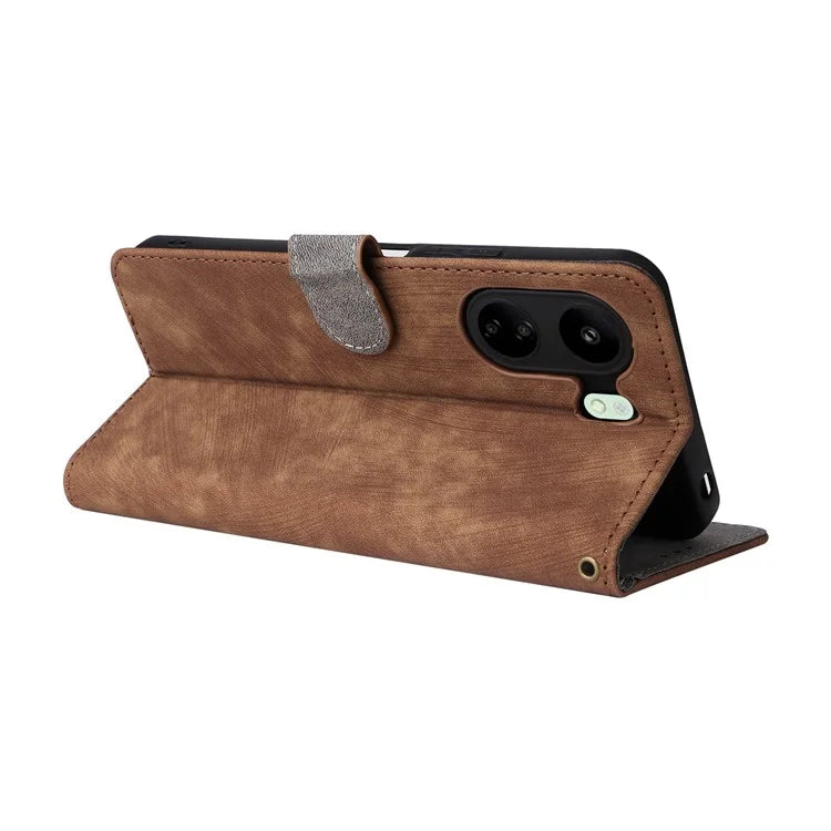 For Xiaomi Poco C65 4G / Redmi 13C Cell Phone Case with Strap PU Leather RFID Blocking Cover