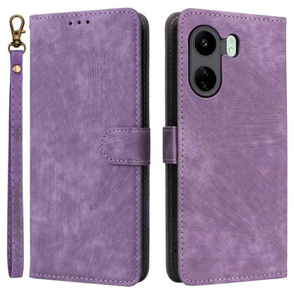 For Xiaomi Poco C65 4G / Redmi 13C Cell Phone Case with Strap PU Leather RFID Blocking Cover