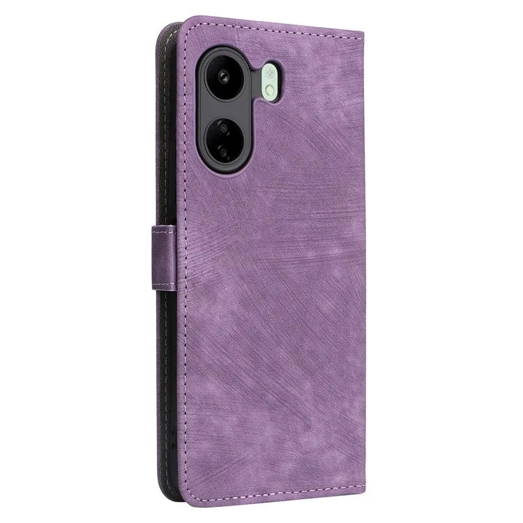 For Xiaomi Poco C65 4G / Redmi 13C Cell Phone Case with Strap PU Leather RFID Blocking Cover