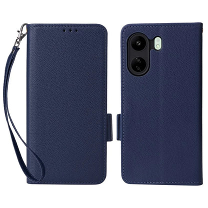 For Xiaomi Poco C65 4G / Redmi 13C Cover PU Leather Wallet Cell Phone Case with Strap