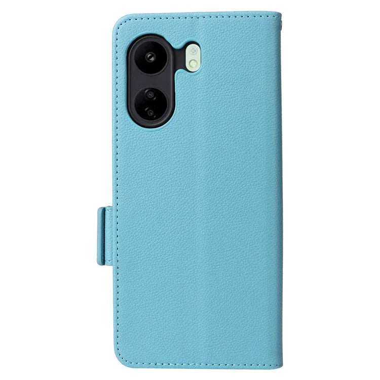 For Xiaomi Poco C65 4G / Redmi 13C Cover PU Leather Wallet Cell Phone Case with Strap