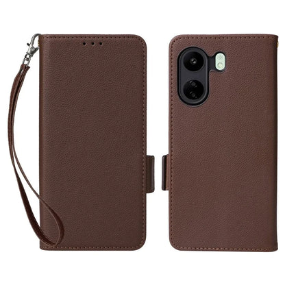 For Xiaomi Poco C65 4G / Redmi 13C Cover PU Leather Wallet Cell Phone Case with Strap