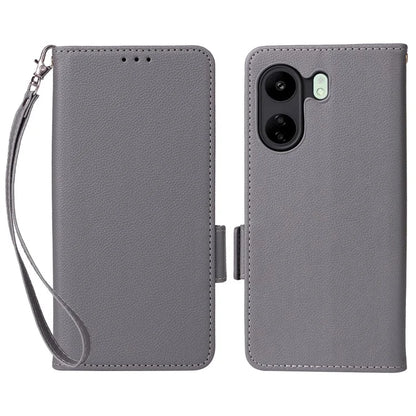 For Xiaomi Poco C65 4G / Redmi 13C Cover PU Leather Wallet Cell Phone Case with Strap
