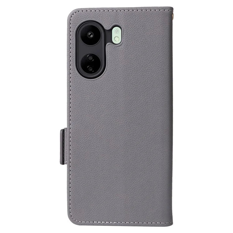 For Xiaomi Poco C65 4G / Redmi 13C Cover PU Leather Wallet Cell Phone Case with Strap