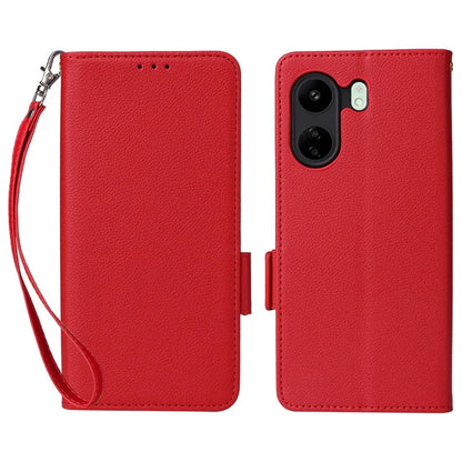 For Xiaomi Poco C65 4G / Redmi 13C Cover PU Leather Wallet Cell Phone Case with Strap