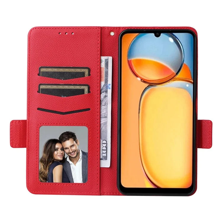 For Xiaomi Poco C65 4G / Redmi 13C Cover PU Leather Wallet Cell Phone Case with Strap
