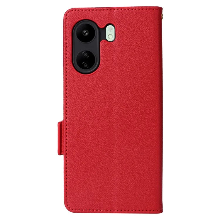 For Xiaomi Poco C65 4G / Redmi 13C Cover PU Leather Wallet Cell Phone Case with Strap