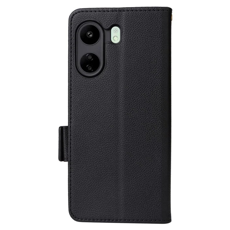 For Xiaomi Poco C65 4G / Redmi 13C Cover PU Leather Wallet Cell Phone Case with Strap