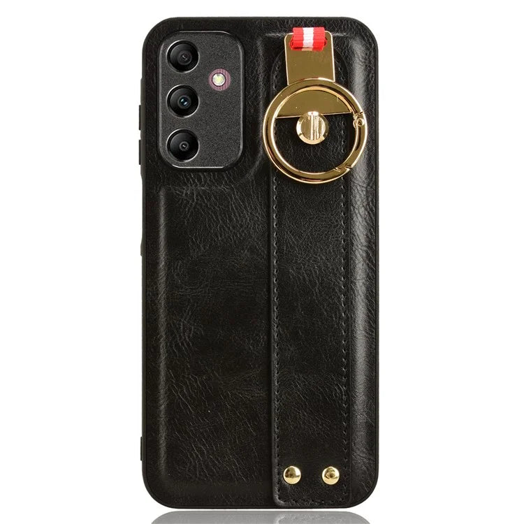 For Samsung Galaxy A15 4G Cell Phone Case PU Leather+PC+TPU Bottle Opener Wristband Cover