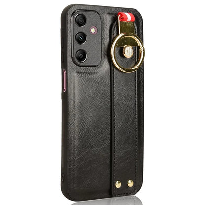 For Samsung Galaxy A15 4G Cell Phone Case PU Leather+PC+TPU Bottle Opener Wristband Cover