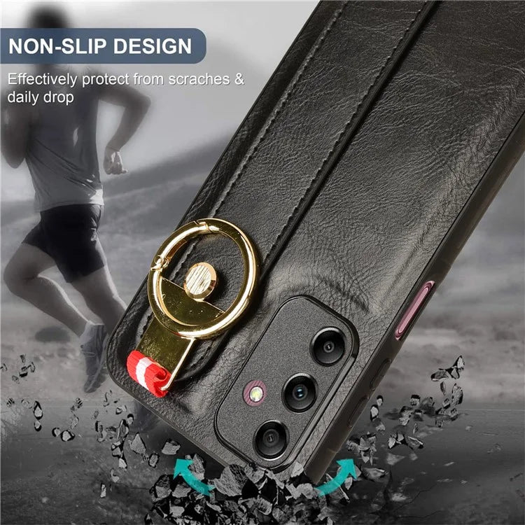 For Samsung Galaxy A15 4G Cell Phone Case PU Leather+PC+TPU Bottle Opener Wristband Cover