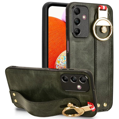 For Samsung Galaxy A15 4G Cell Phone Case PU Leather+PC+TPU Bottle Opener Wristband Cover