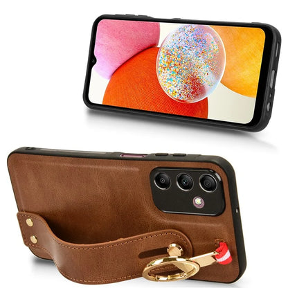 For Samsung Galaxy A15 4G Cell Phone Case PU Leather+PC+TPU Bottle Opener Wristband Cover