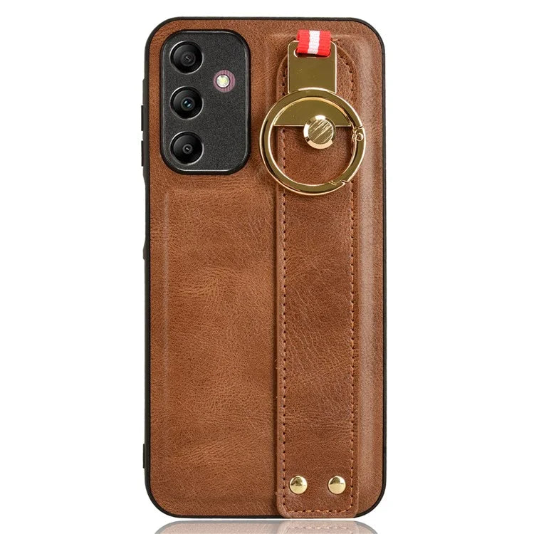 For Samsung Galaxy A15 4G Cell Phone Case PU Leather+PC+TPU Bottle Opener Wristband Cover