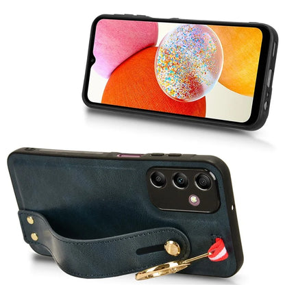 For Samsung Galaxy A15 4G Cell Phone Case PU Leather+PC+TPU Bottle Opener Wristband Cover