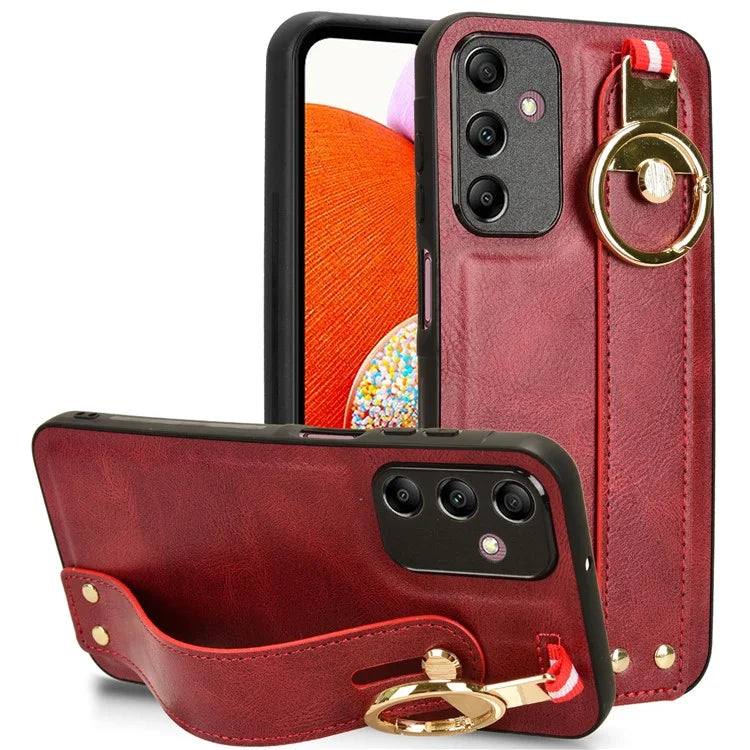 For Samsung Galaxy A15 4G Cell Phone Case PU Leather+PC+TPU Bottle Opener Wristband Cover