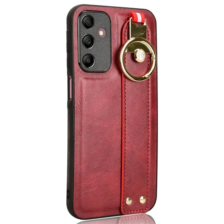 For Samsung Galaxy A15 4G Cell Phone Case PU Leather+PC+TPU Bottle Opener Wristband Cover