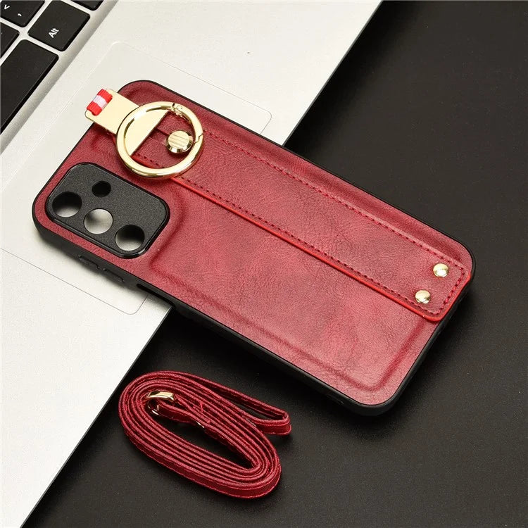 For Samsung Galaxy A15 4G Cell Phone Case PU Leather+PC+TPU Bottle Opener Wristband Cover