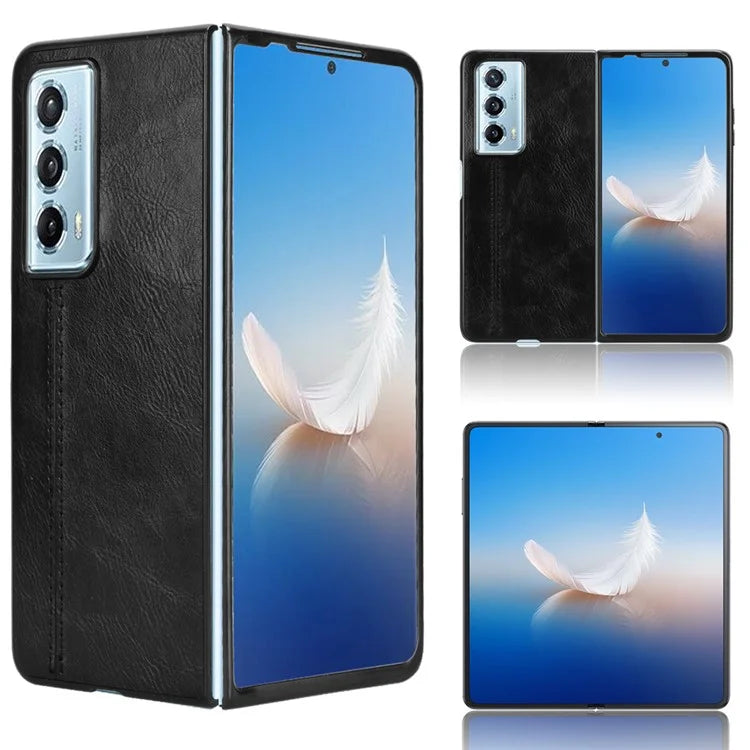 For Honor Magic Vs2 5G Case Anti-Drop Cowhide Texture PU+PC Phone Cover