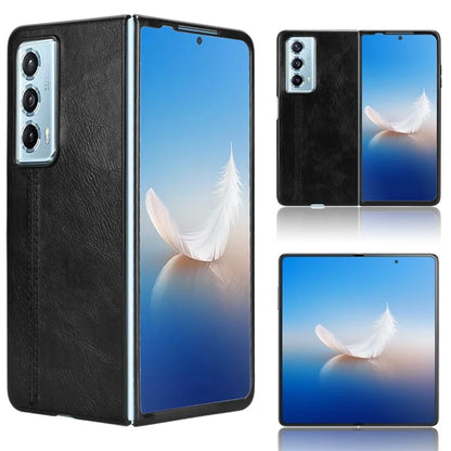 For Honor Magic Vs2 5G Case Anti-Drop Cowhide Texture PU+PC Phone Cover