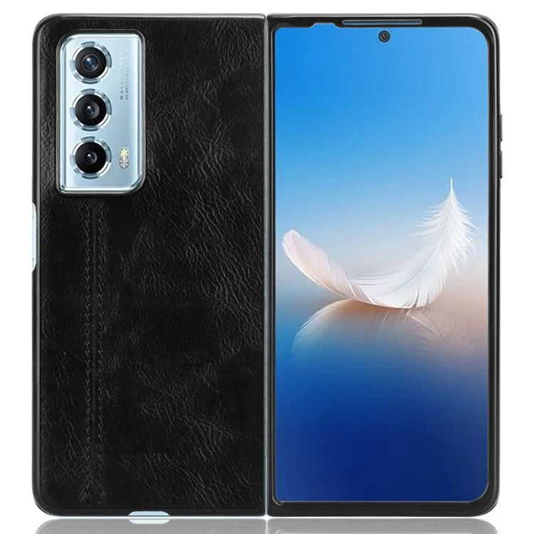 For Honor Magic Vs2 5G Case Anti-Drop Cowhide Texture PU+PC Phone Cover