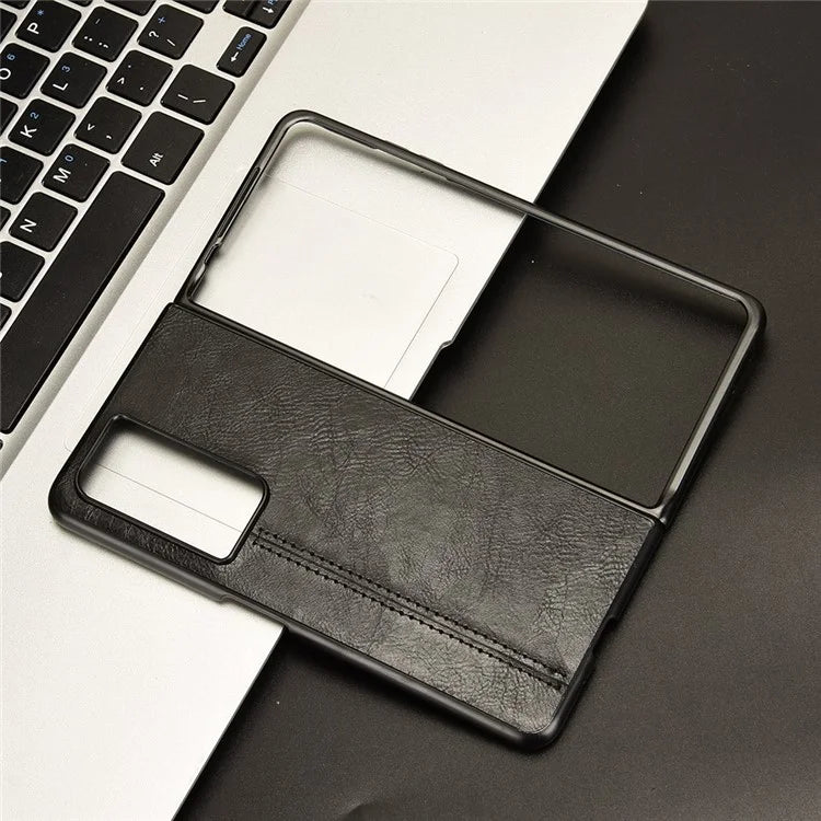 For Honor Magic Vs2 5G Case Anti-Drop Cowhide Texture PU+PC Phone Cover