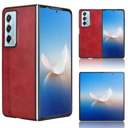 For Honor Magic Vs2 5G Case Anti-Drop Cowhide Texture PU+PC Phone Cover