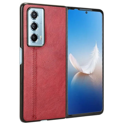 For Honor Magic Vs2 5G Case Anti-Drop Cowhide Texture PU+PC Phone Cover