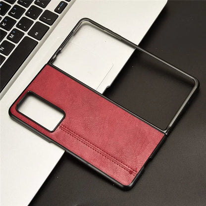 For Honor Magic Vs2 5G Case Anti-Drop Cowhide Texture PU+PC Phone Cover