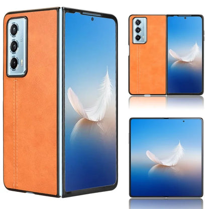For Honor Magic Vs2 5G Case Anti-Drop Cowhide Texture PU+PC Phone Cover