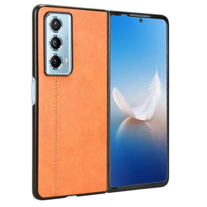 For Honor Magic Vs2 5G Case Anti-Drop Cowhide Texture PU+PC Phone Cover